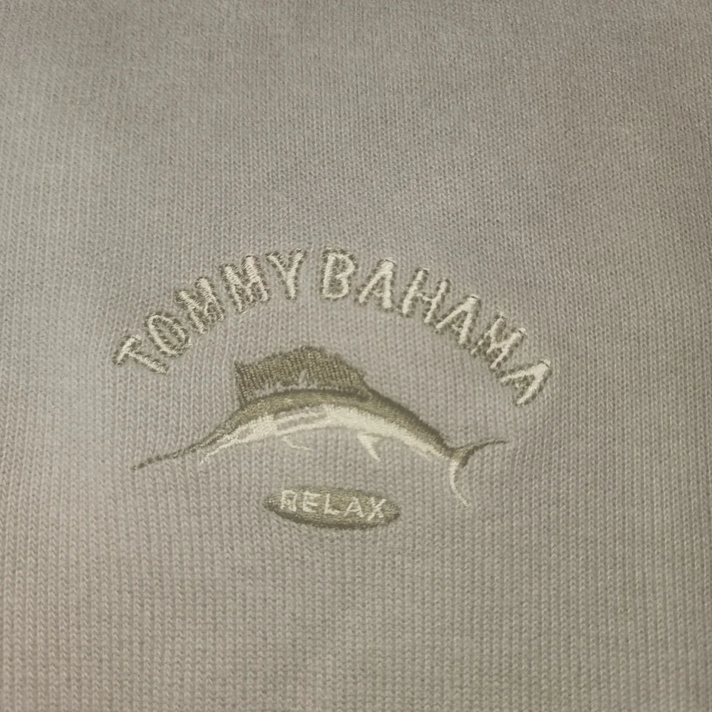 Tommy Bahama Relax Mens Large Taupe Brown 100% Cotton Quarter Zip Pullover